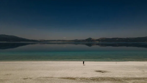 Aerial View Salda Lake Burdur Turkey High Quality Photo — Stock Photo, Image