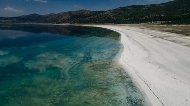 Salda Gölü 'nün havadan görünüşü. Burdur, Türkiye. Yüksek kalite fotoğraf