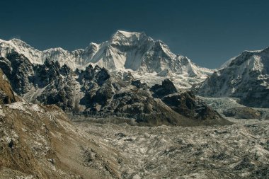 mountains view from Gokyo Ri. snowy mountains and clear skies in Himalayas, Nepal. High quality photo clipart