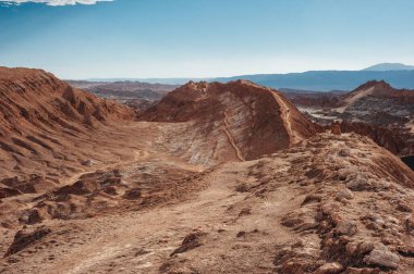 Atakama Çölü 'ndeki Ay Vadisi' nin San Pedro de Atacama, Şili 'deki olağanüstü arazisi.