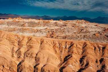 Atakama Çölü 'ndeki Ay Vadisi' nin San Pedro de Atacama, Şili 'deki olağanüstü arazisi.