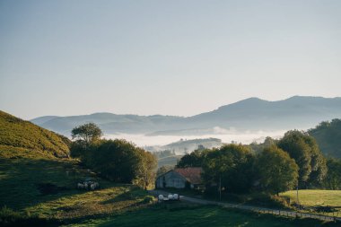 Pireneler 'in dağlarında sabah sisi. Yüksek kalite fotoğraf