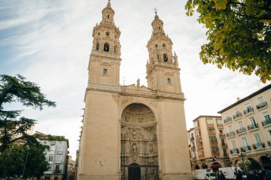 Logrono 'daki Saint Maria de la Redonda Katedrali. Rioja, İspanya. Yüksek kalite fotoğraf