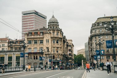 İspanya, Bilbao 'daki renkli eski Bask mahallesi. Yüksek kalite fotoğraf