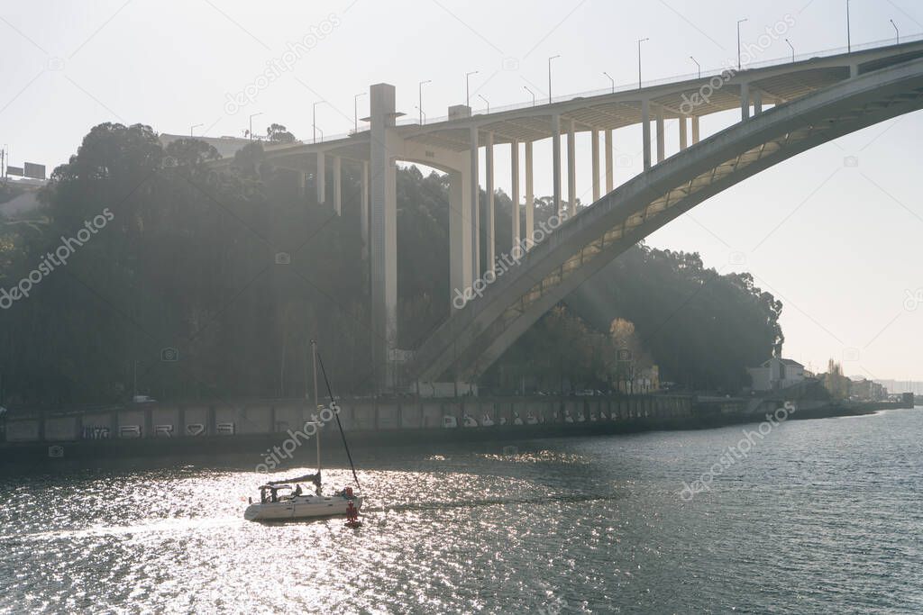 Arrabida Bridge between Vila Nova de Gaia and Porto cities in Portugal - nov, 2021