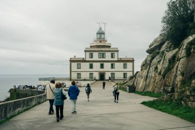 Cape ve Fisterra Deniz Feneri Chemin de Saint Jacques. Yüksek kalite fotoğraf