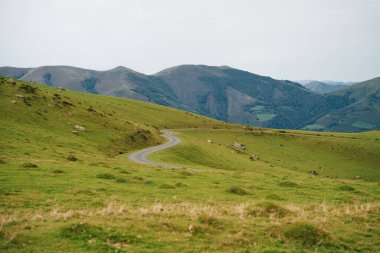 St Jean Pied du Port 'tan Roncevaux' ya Camino Frances 'den Santiago de Compostela' ya kadar Pireneler 'in izini sürün. Yüksek kalite fotoğraf