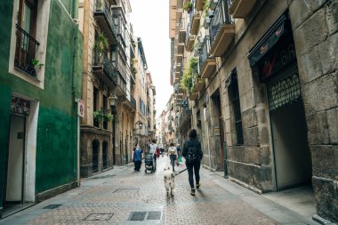 İspanya, Bilbao 'daki renkli eski Bask mahallesi. Yüksek kalite fotoğraf