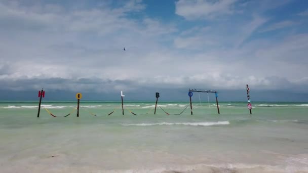 Maias Riviera Palmeiras Praia Pôr Sol Ilha Holbox Mar Caribe — Vídeo de Stock