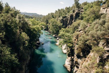 Koprucay Nehri 'nin Türkiye' deki Koprulu Milli Parkı 'ndaki vadisi manzarası.