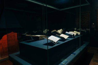 İç mekan, İslam Bilim ve Sanat Müzesi sergisi. Türkiye, İstanbul - Aralık, 2021. Yüksek kalite fotoğraf