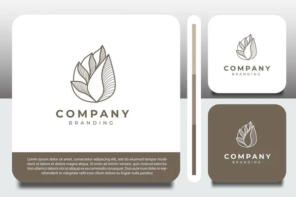 Modelo Design Logotipo Com Botão Flor Monocromático —  Vetores de Stock