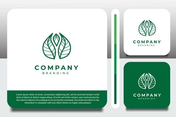 ロゴデザインテンプレート緑の葉のアイコン — ストックベクタ