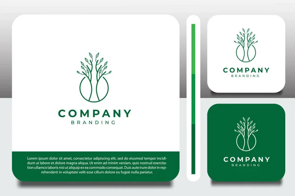 Modelo Design Logotipo Com Pequeno Ícone Planta Verde —  Vetores de Stock