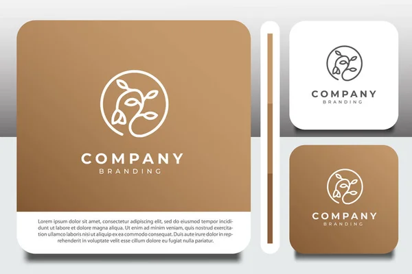 Modelo Design Logotipo Com Contorno Ícone Flor Circular —  Vetores de Stock