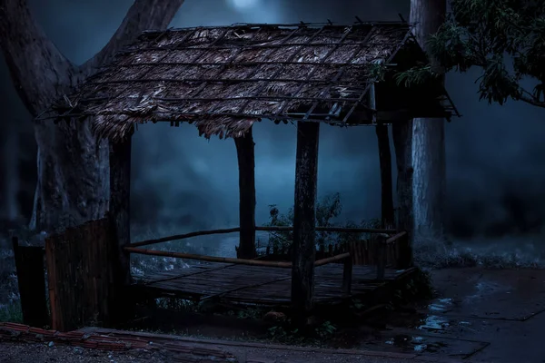 A hut in the middle of the forest with beautiful nature