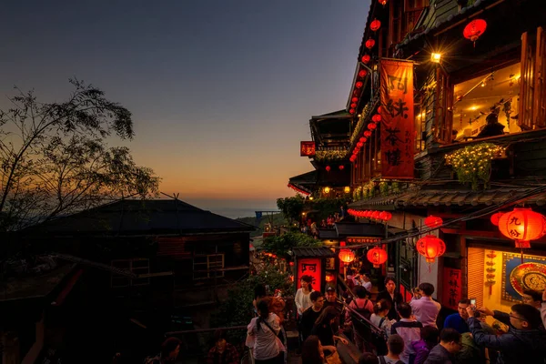 Attractions Dans Ville Jiufen Qui Beaucoup Touristes Qui Vont Reposer — Photo