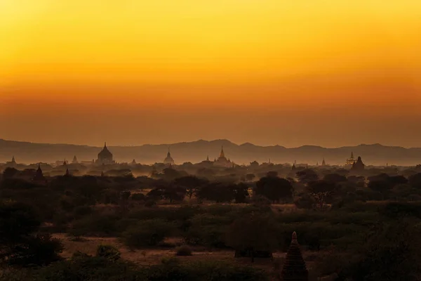 Numerosas Pagodas Bagan Myanmar Bagan Antiguo Con Muchas Pagoda Templos — Foto de Stock