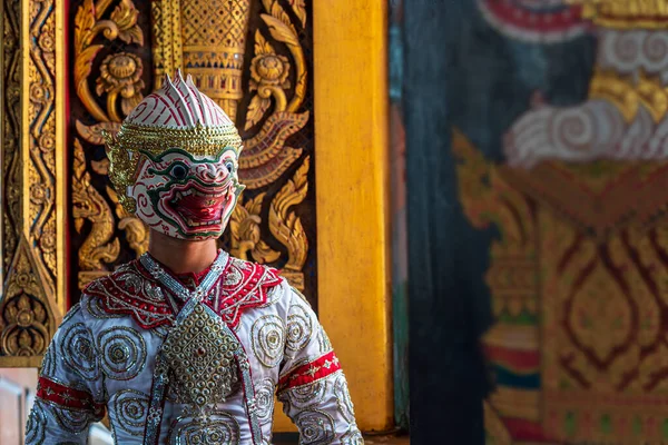Hanuman Karakter Utama Dalam Puisi Ramayana Khon Budaya Thailand Menari — Stok Foto