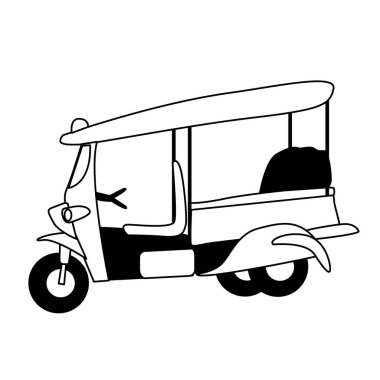 Taksi şöförü, Tuk Tuk Tayland. Tayland 'da beyaz arka planda ulaşım