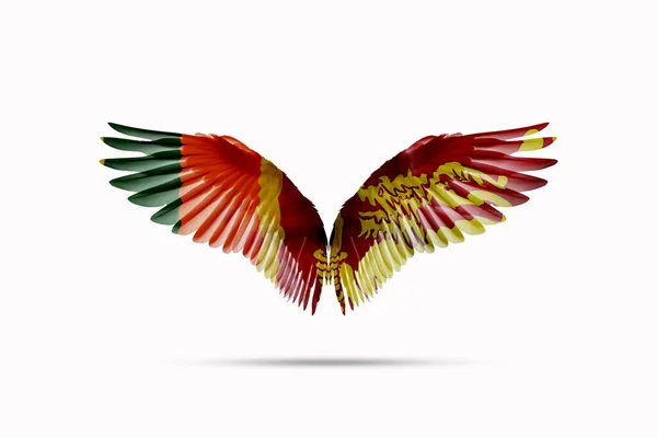 Sri Lanka flag colored wings Isolated on white background, double exposure style. cutting path