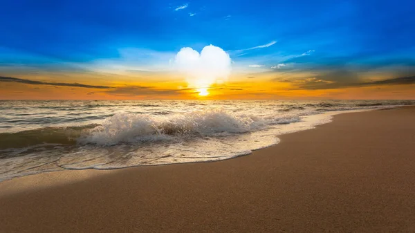 Beautiful Landscape Ocean Summer sunset Natural background horizontal blurred front bokeh Double Exposure Heart-shaped cloud