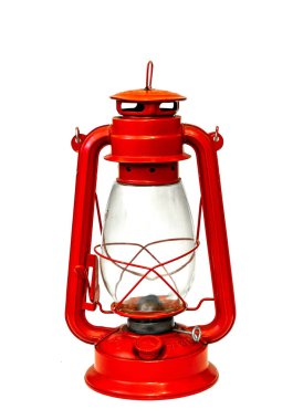 Beyaz arka planda klasik bir gaz lambası.