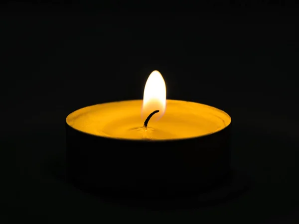 Burning Wax Candle Black Background Royalty Free Stock Photos