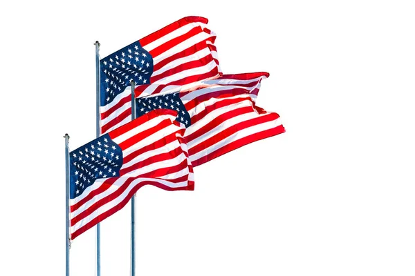 Geïsoleerde Amerikaanse Vlaggen Witte Achtergrond — Stockfoto
