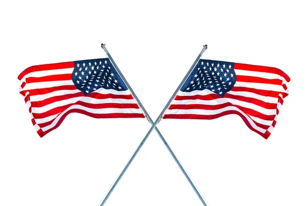 Beyaz Arka Planda Izole Amerikan Bayrakları — Stok fotoğraf