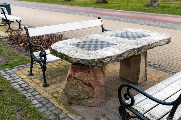 Table Playing Chess City Park — Stock Photo, Image