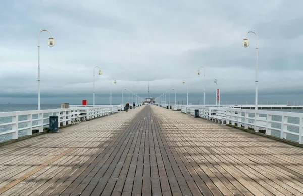 Oude Houten Pier Sopot Oostzeekust — Stockfoto