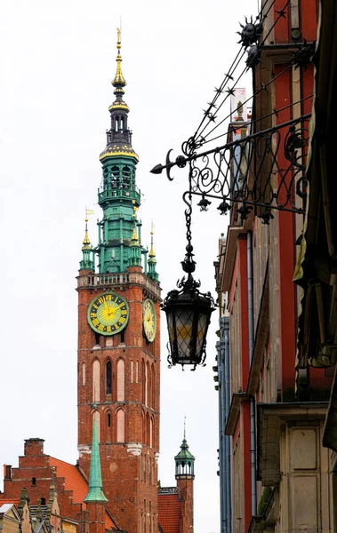Gdansk Poland January 2022 Historic Quarter Gdansk Christmas Holidays Clock — Stock Photo, Image