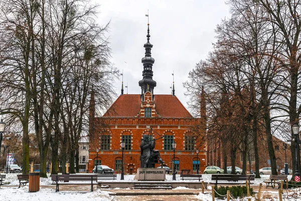 Gdansk Pologne Janvier 2022 Monument Bronze Célèbre Scientifique Astronome Médiéval — Photo