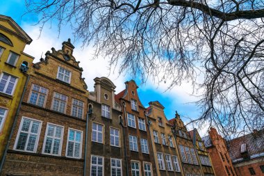 Gdansk 'ta eski evler ve caddeler
