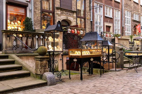 Gdansk Polônia Março 2022 Edifícios Antigos Histórica Mariacka Street Gdansk — Fotografia de Stock