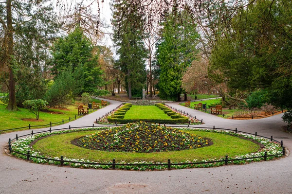 Λουλούδια Και Γκαζόν Στο Πάρκο Oliva Στο Γκντανσκ — Φωτογραφία Αρχείου