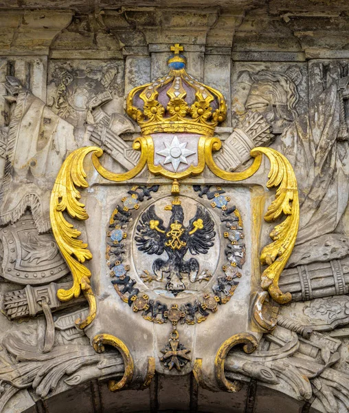 Mittelalterliches Steinrelief Mit Heraldischem Königsadler — Stockfoto