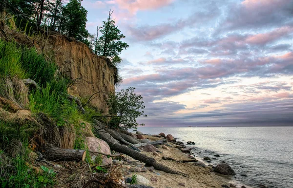 Orlowo Cliff Sandy Beach Coast Baltic Sea Gdynia — стоковое фото