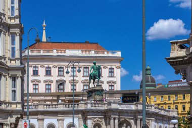 Vienna, Austria - August 12, 2022: Facade of the famous Albertina Gallery - an art museum located in the palace of the Archduke Albrecht in the center of Vienna, Austria