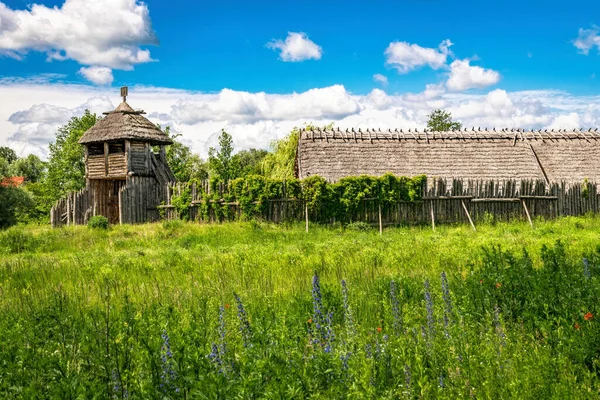 Деревянные Ворота Форт Летняя Деревня — стоковое фото