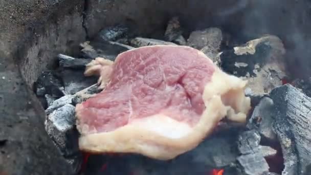 Grillowane Świeże Mięso Bezpieczne Akceleratorów Czerwonego Mięsa — Wideo stockowe