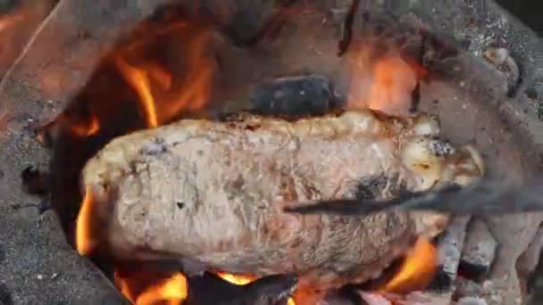 Grilled Fresh Meat Safe Red Meat Accelerators — Stock Video