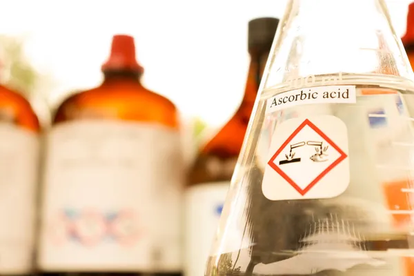 Askorbinsyra Glas Kemikalie Laboratoriet Och Industrin — Stockfoto