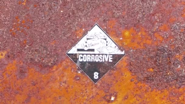Rode Roest Het Oude Metalen Oppervlak Corrosief Door Chemische Stof — Stockvideo