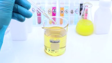 Laboratuvardaki doğal hammaddeler ve çevre dostu biyodizel deneyler.