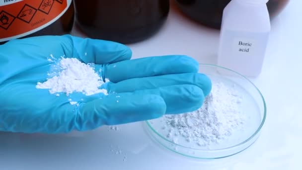 Borsyra Kemikalie Som Används Laboratoriet Eller Industrin — Stockvideo