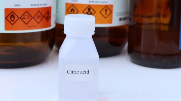Zitronensäure Eine Chemikalie Die Labor Oder Der Industrie Verwendet Wird — Stockvideo