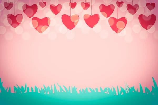 Heart Shaped Illustration Valentine Day Card Bokeh Background — стоковое фото