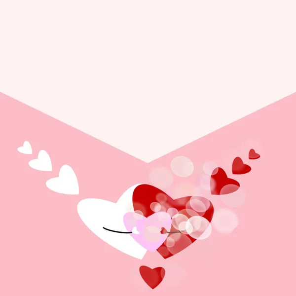 Hartvormige Illustratie Valentijnskaart Bokeh Achtergrond — Stockfoto